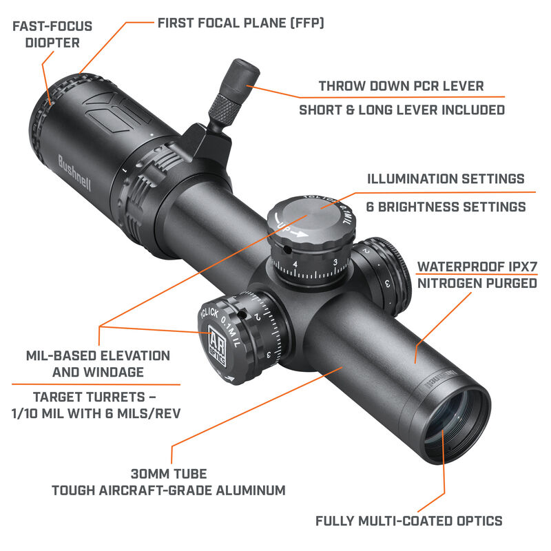 1-4x24 AR Optics Riflescope Illuminated FFP